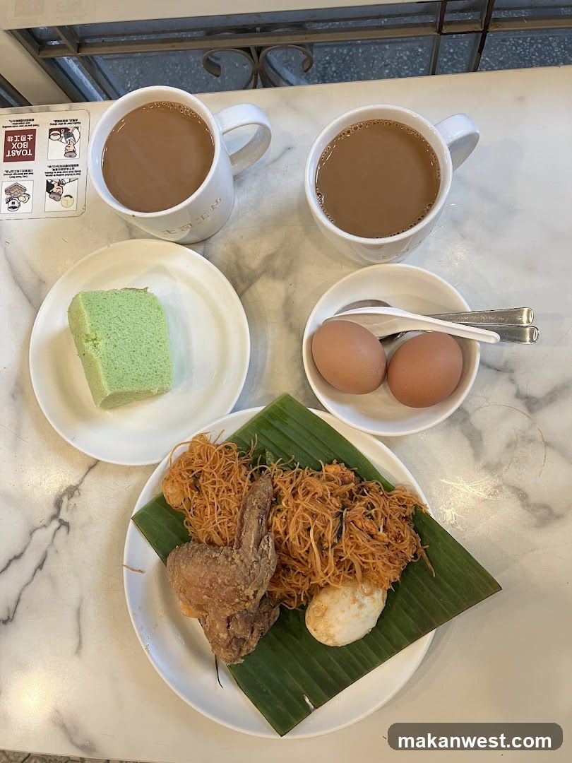 Breakfast Spread with Tea and Cake