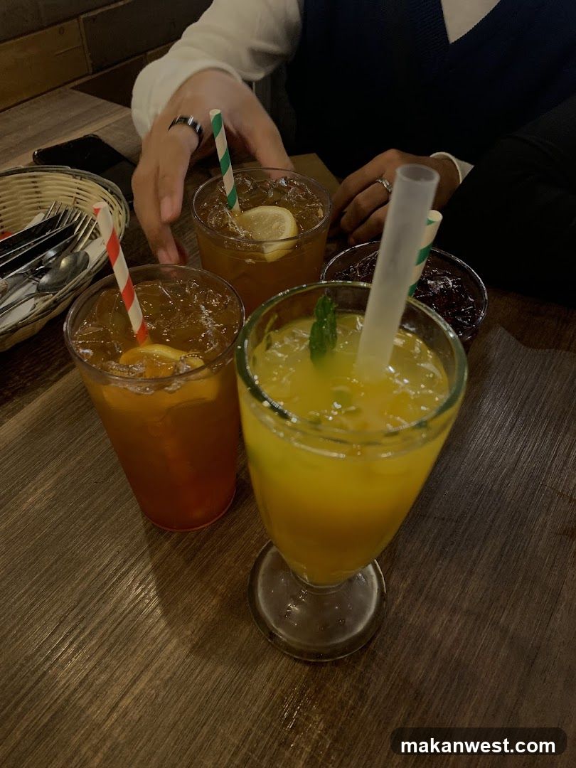 Beverages on a table