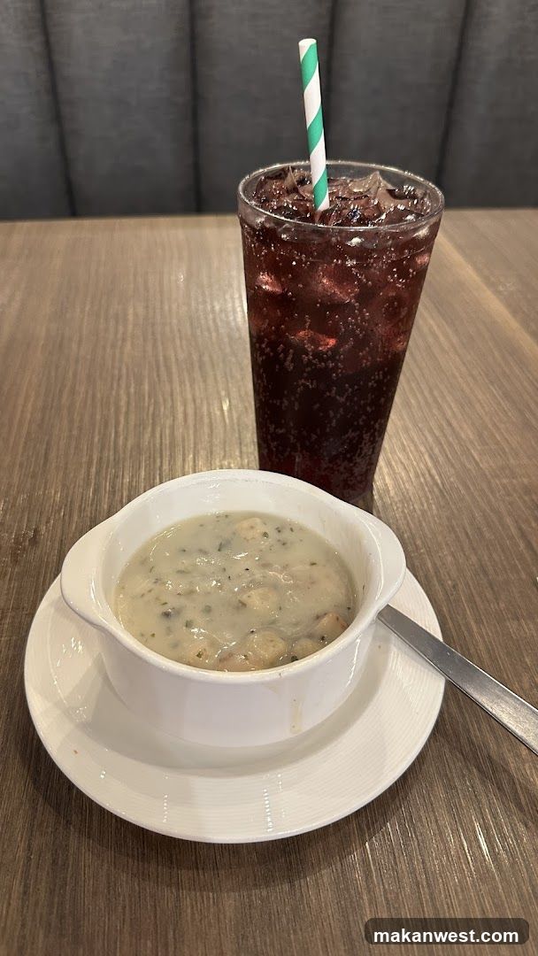 Soup and Drink on Table