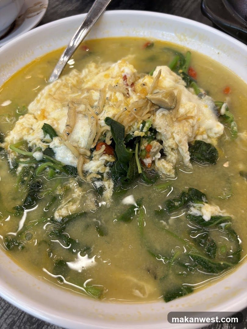 Bowl of Egg and Spinach Soup