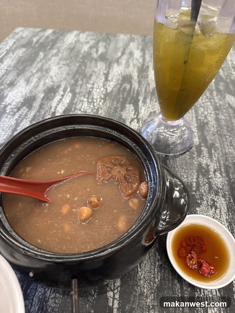 Dish with Lotus Root Soup and Drink