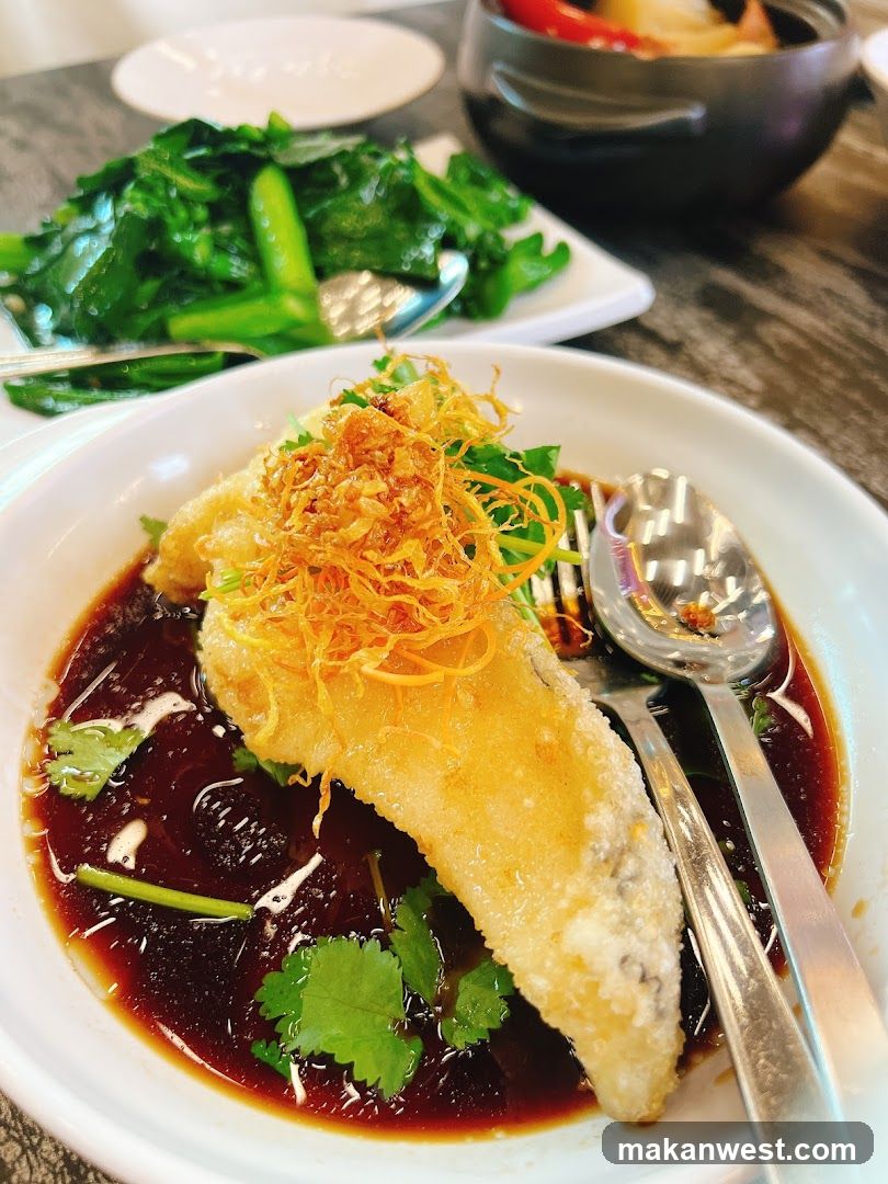 Fried Fish with Sauce and Greens