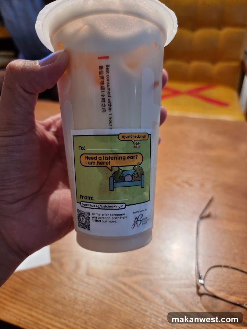 Boba drink cup with support sticker