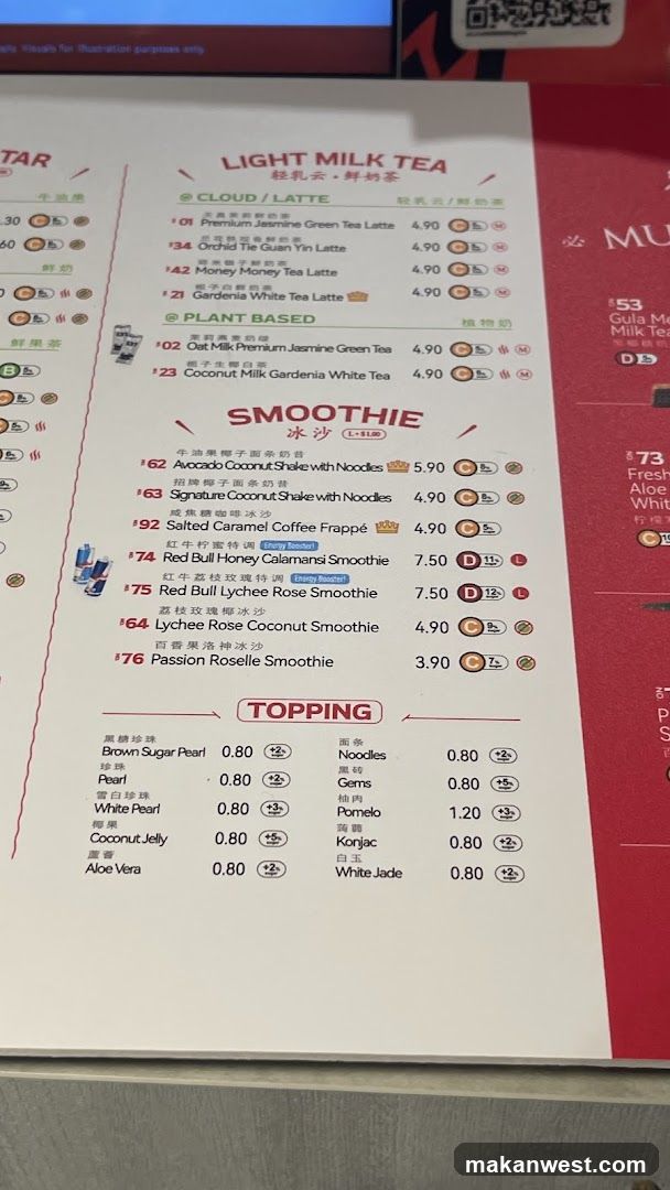 Smoothie & Milk Tea Menu