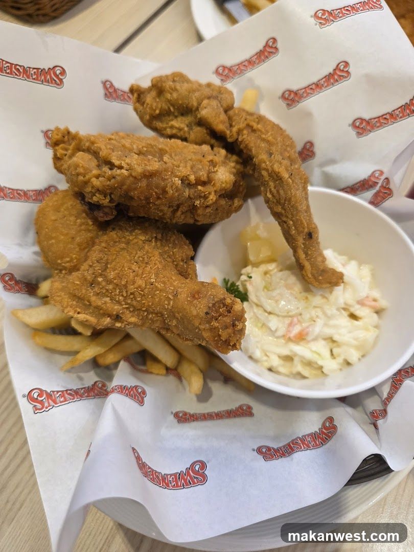Fried Chicken and Fries with Coleslaw