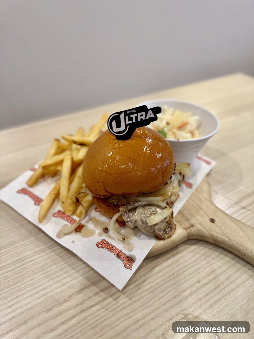 Burger with Fries and Coleslaw