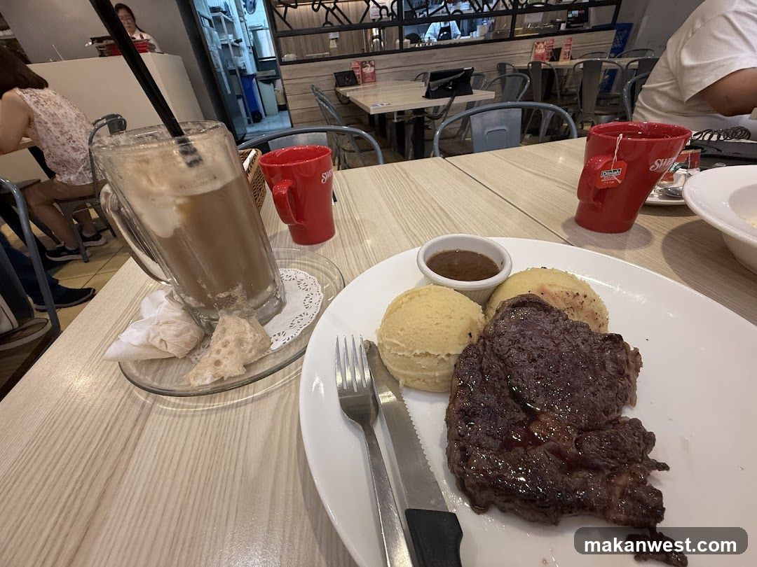 Steak and Coffee Meal at Restaurant