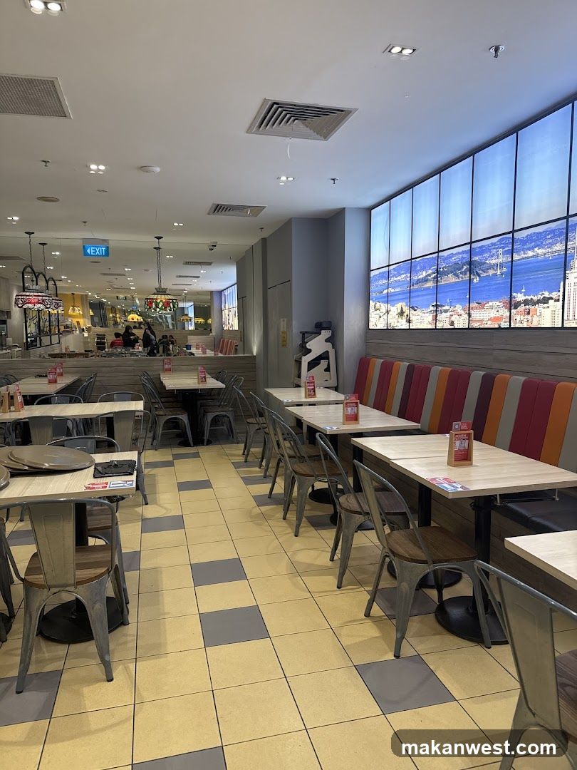 Restaurant Interior with Large Window Display