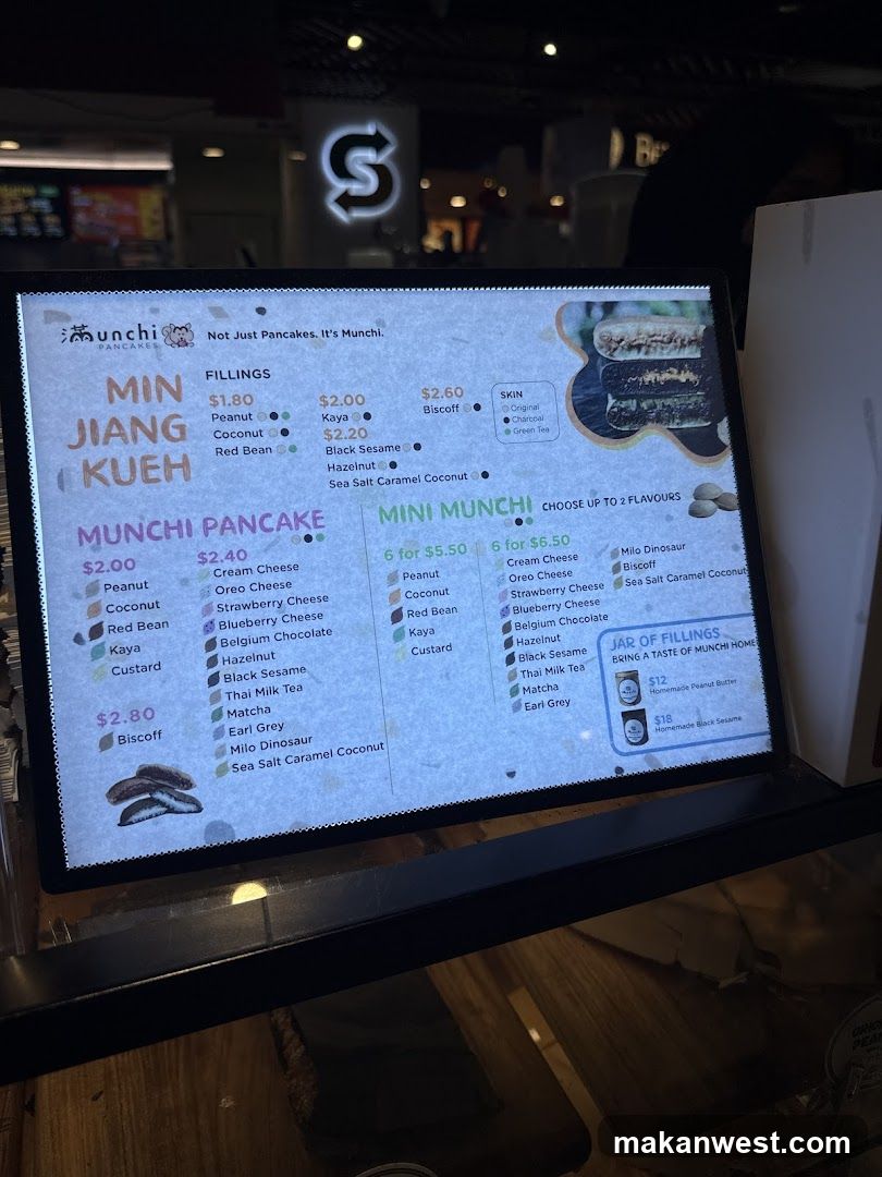Munchi Pancakes Menu Display