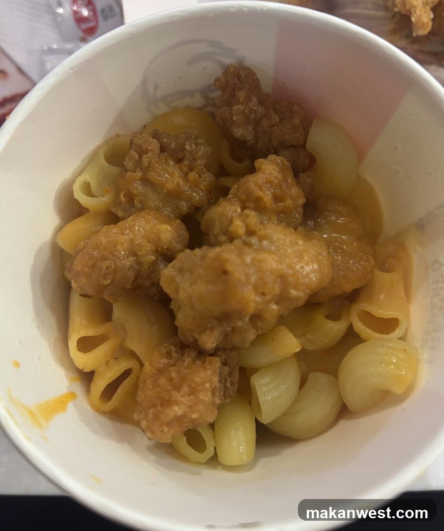 Bowl of Mac and Cheese with Fried Chicken