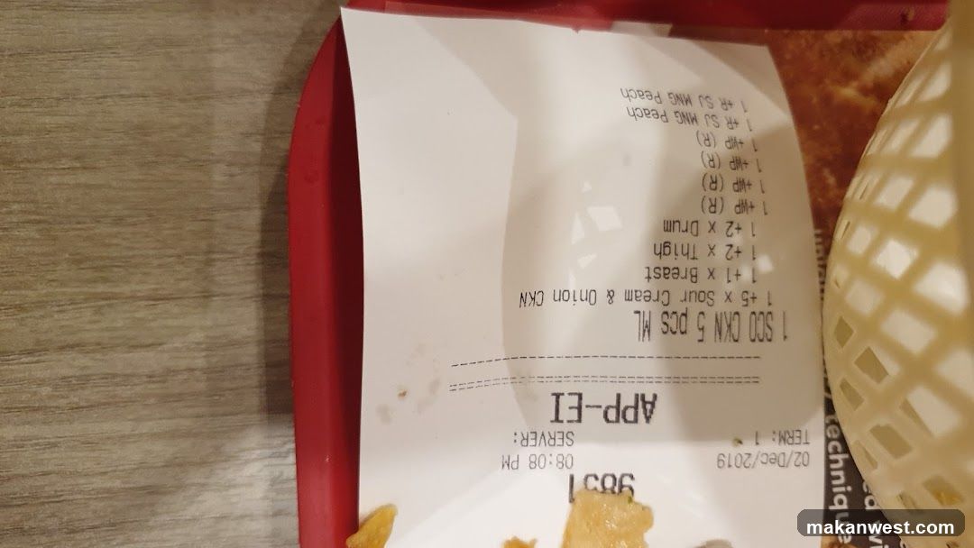 Receipt with Food Items