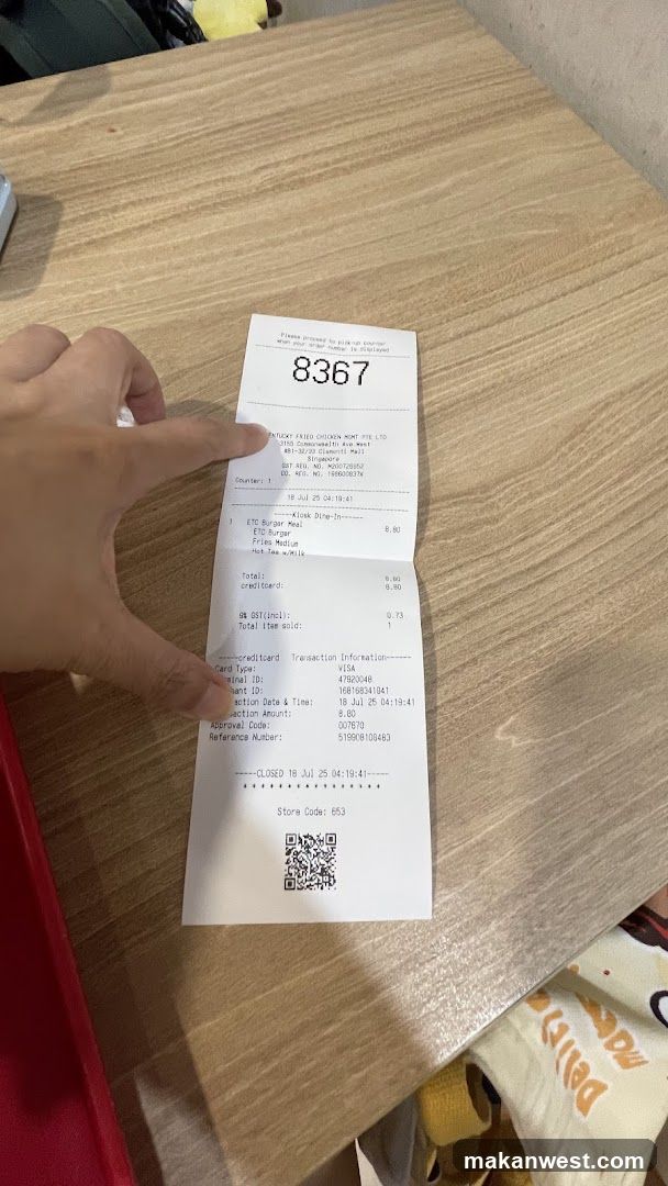 Receipt on table