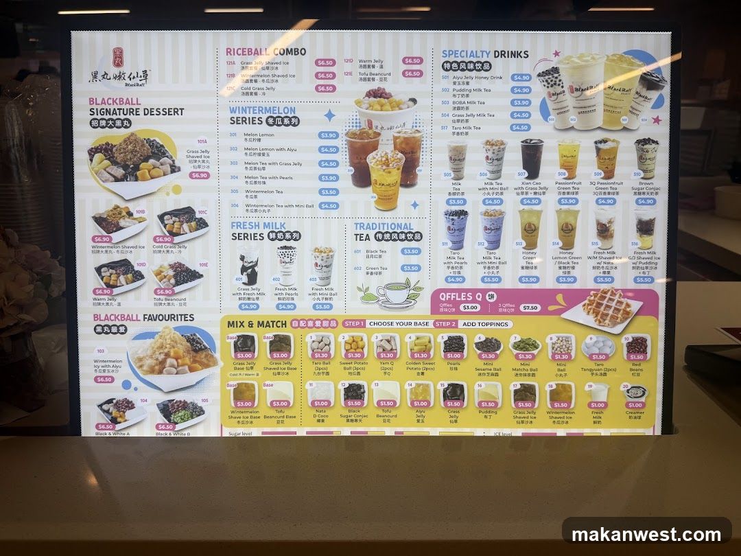 Blackball Signature Dessert Menu Board