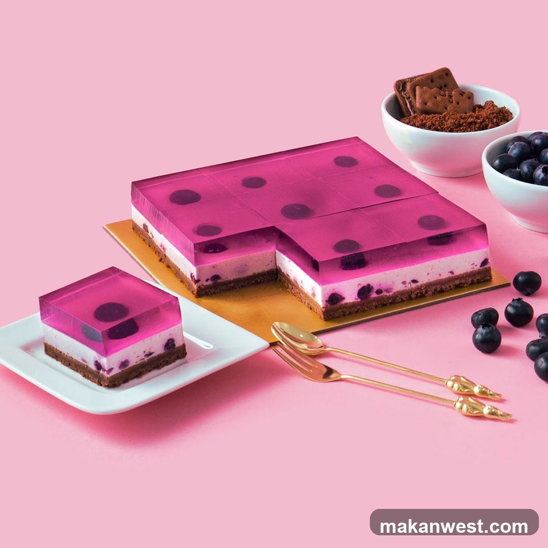 Pink Layered Dessert with Blueberries