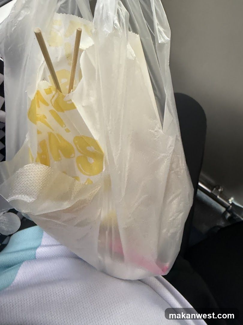 Takeout food in plastic bag