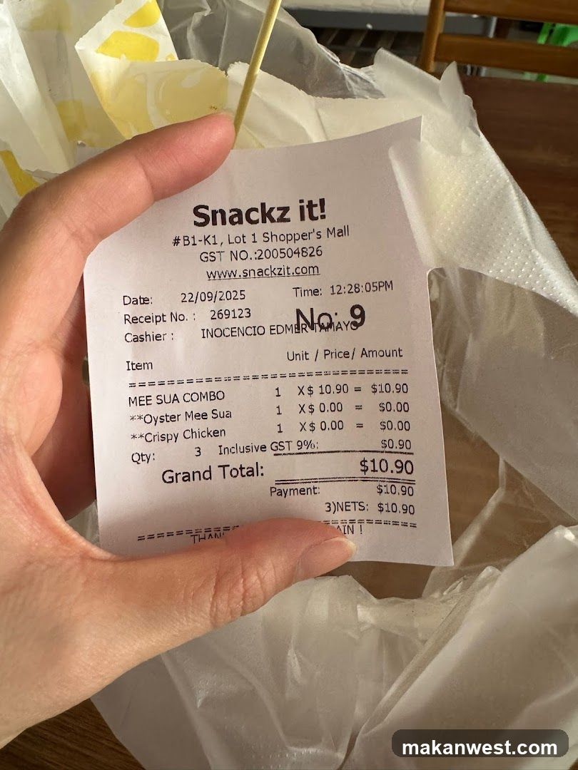 Snackz it! Receipt