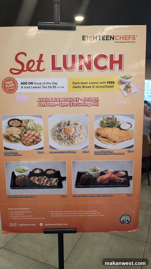 Eighteen Chefs Set Lunch Menu Board