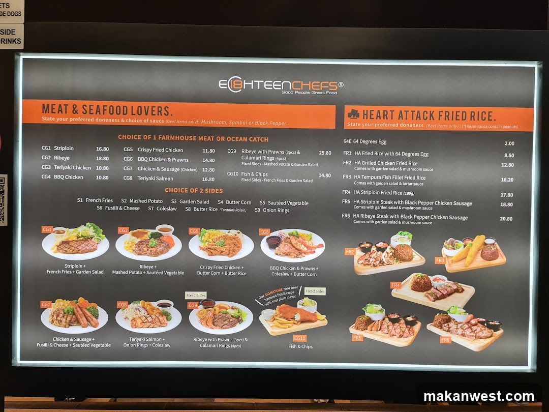 Eighteen Chefs Menu Board