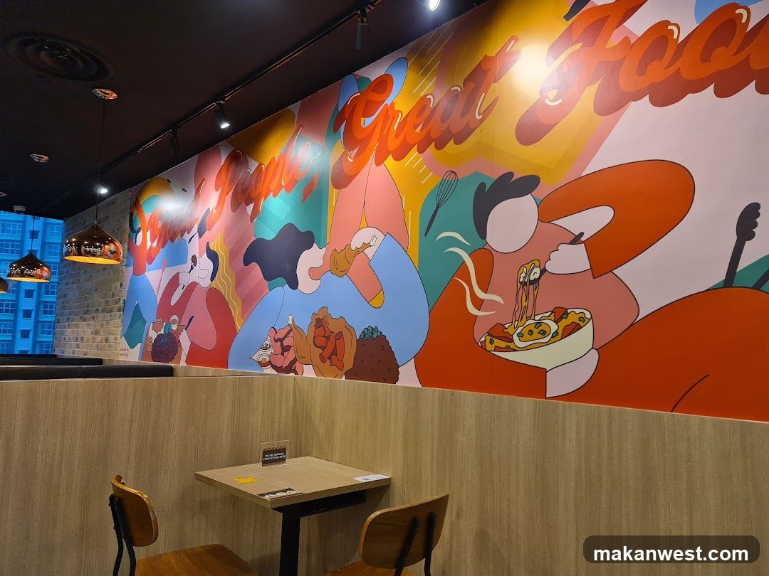 Food-themed mural interior