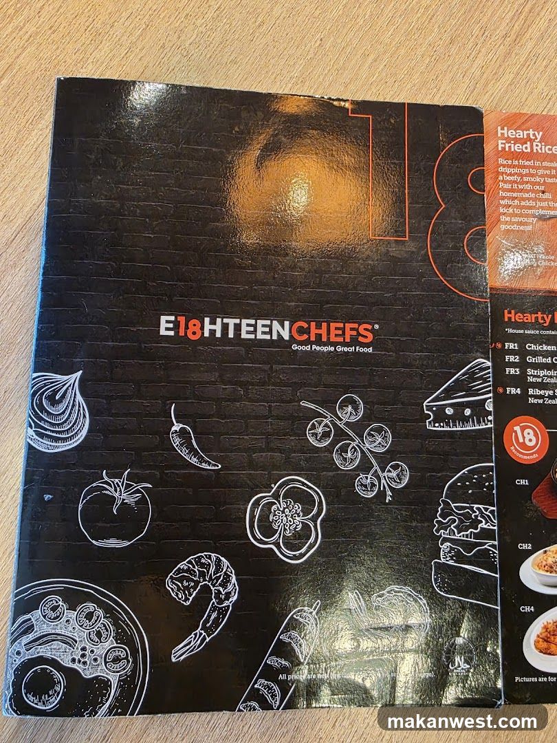 E18TEEN CHEFS Menu Cover