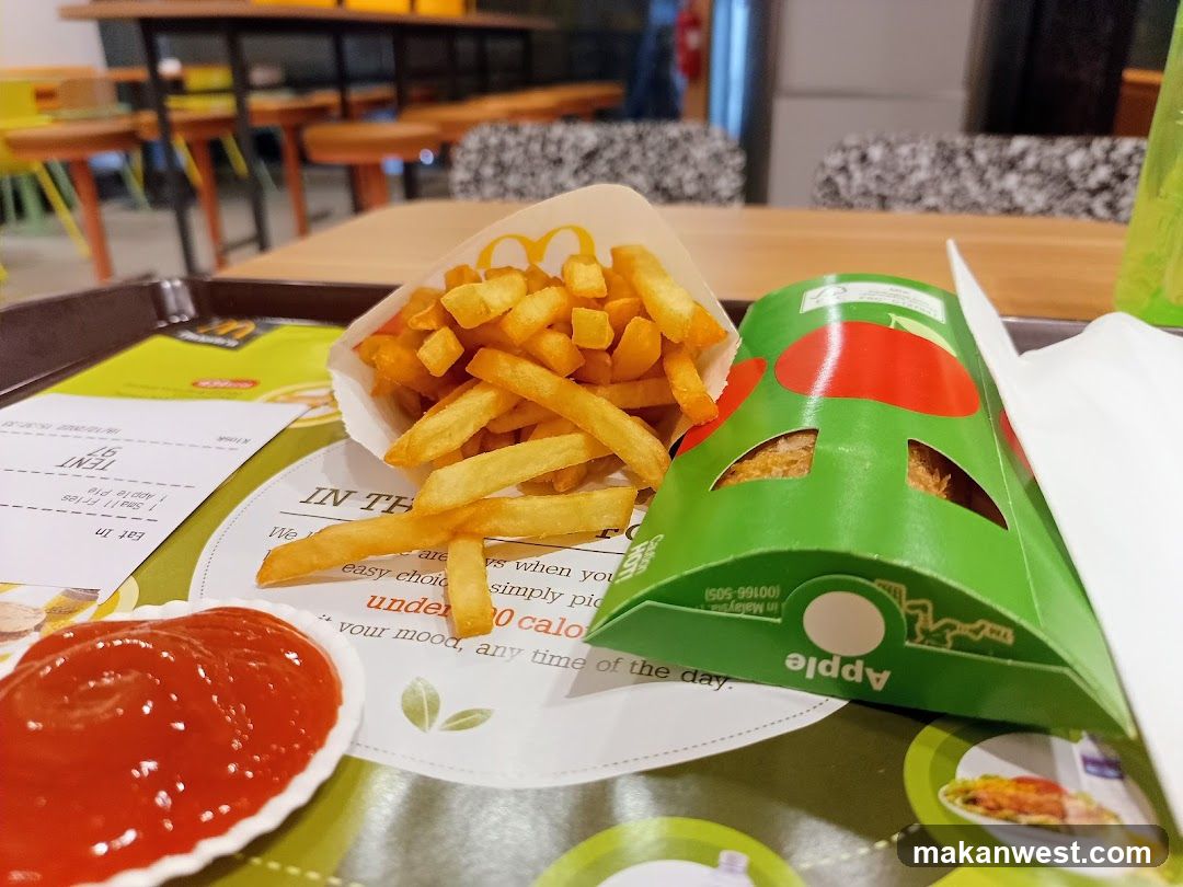 Fast Food Meal with Fries and Apple Sauce