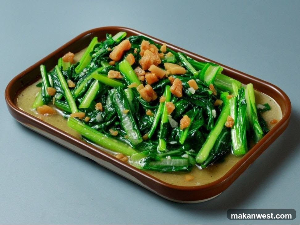 Stir-fried Greens with Crispy Toppings
