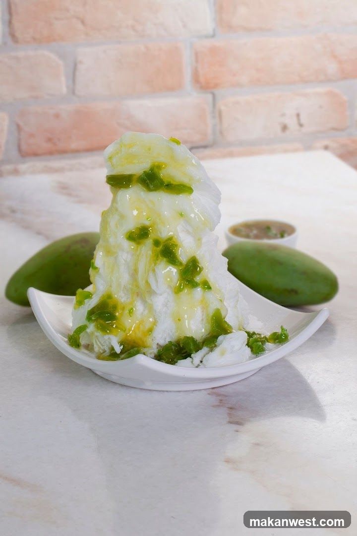 Mango Shaved Ice with Green Syrup
