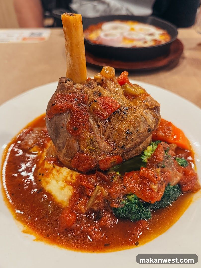 Stewed Lamb Shank with Tomato Sauce and Broccoli