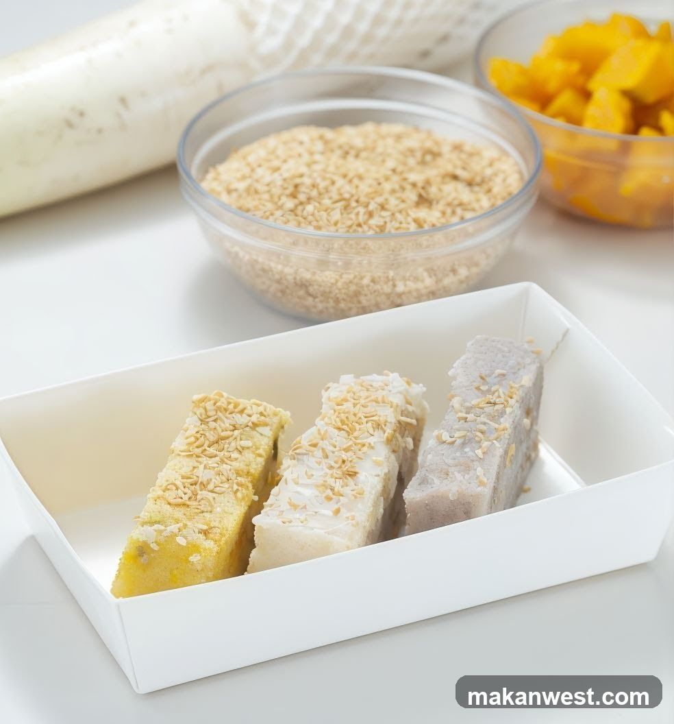 Three Flavored Cakes with Sesame Topping