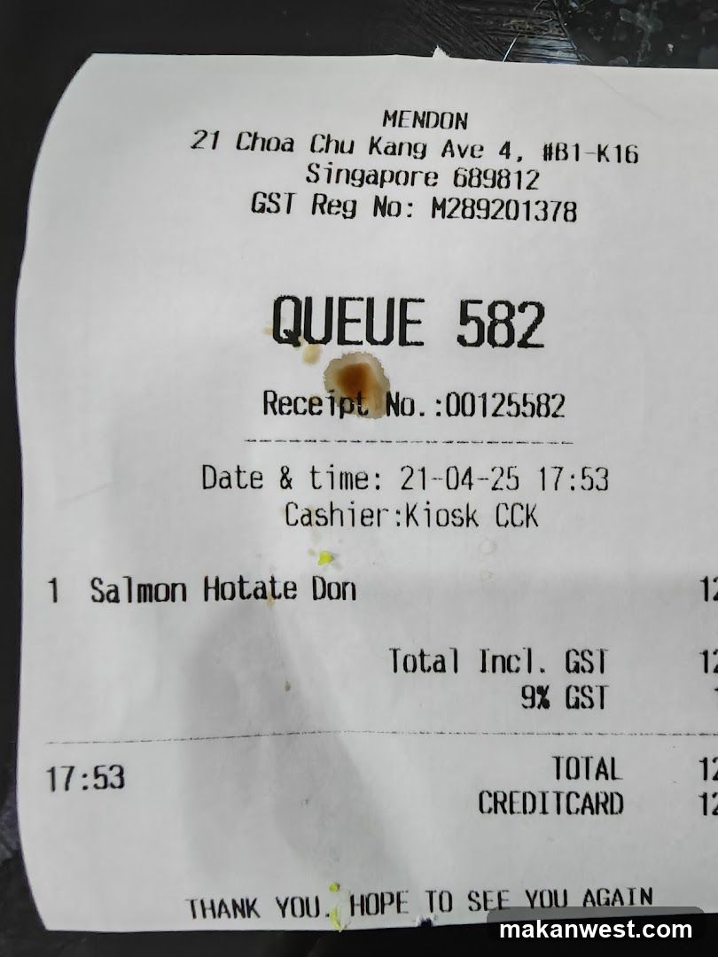 Receipt with Salmon Hotate Don