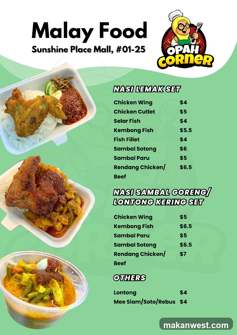 Malay Food Menu - Opah Corner