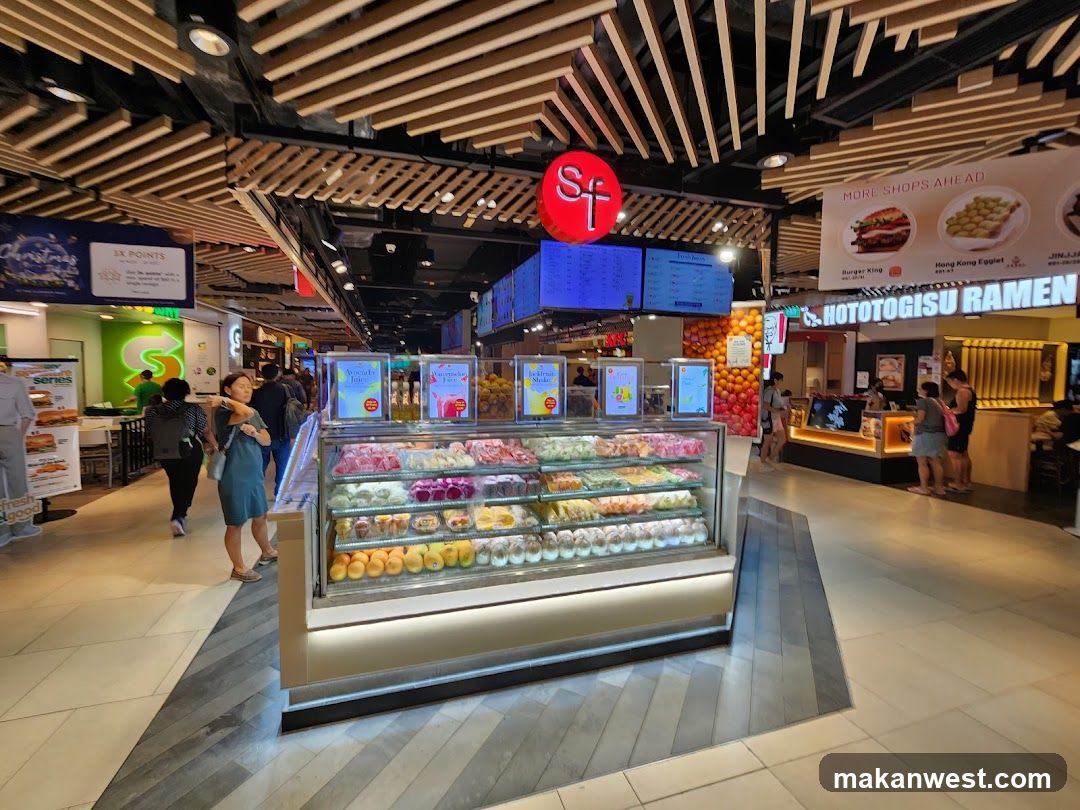 Food Court Interior with Display Case and Ramen Shop