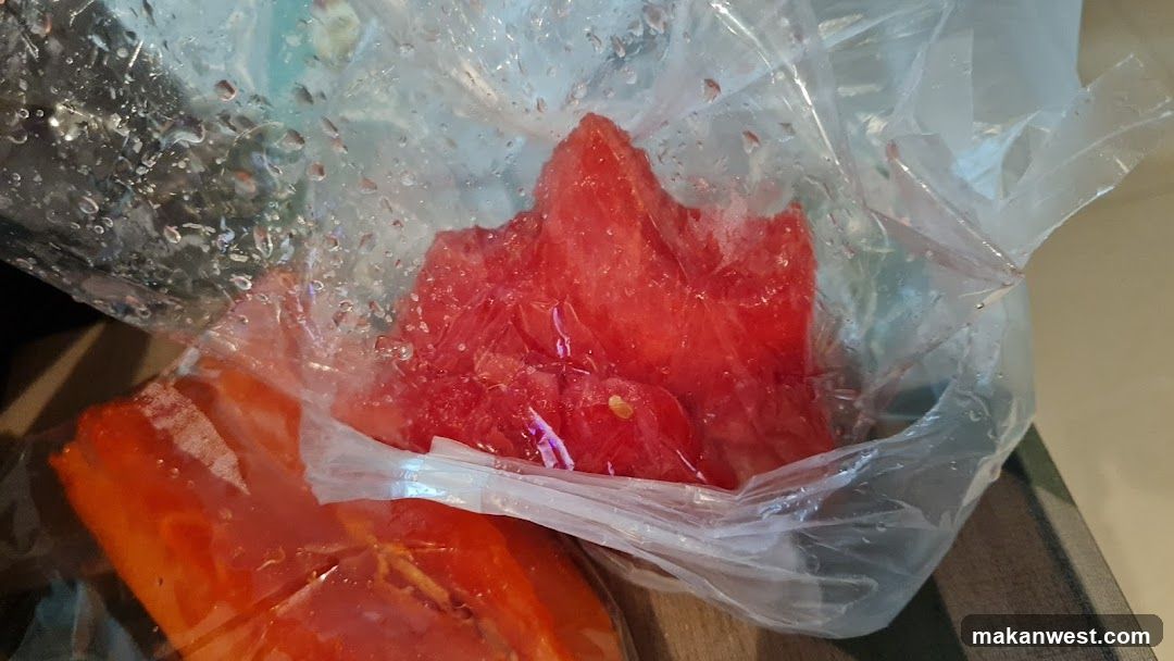 Watermelon in plastic bag