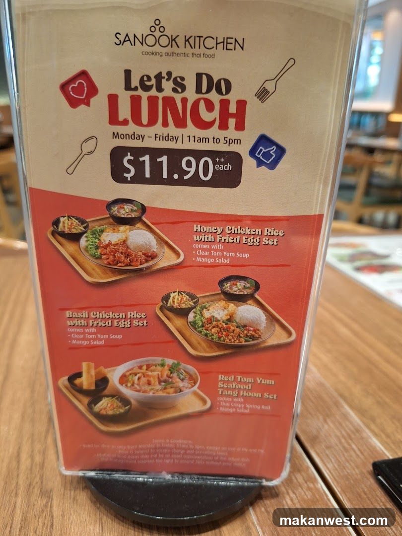Sanook Kitchen Lunch Menu