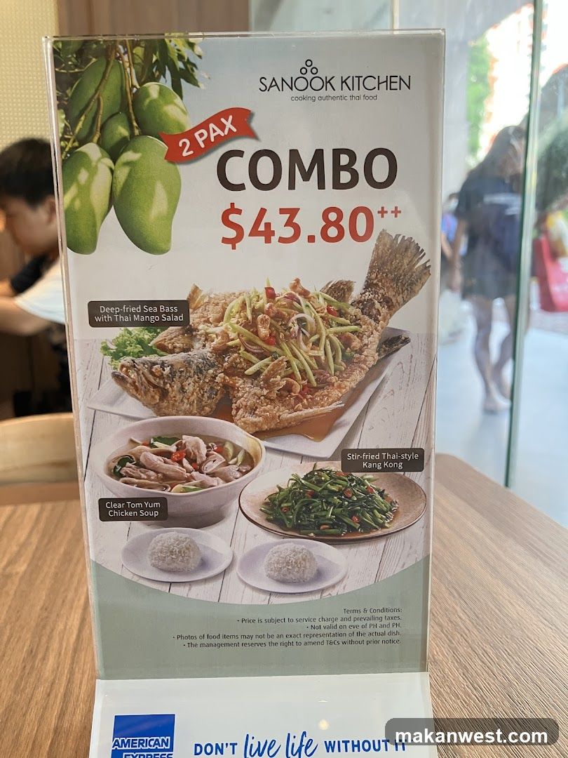 Sanook Kitchen Combo Menu Display