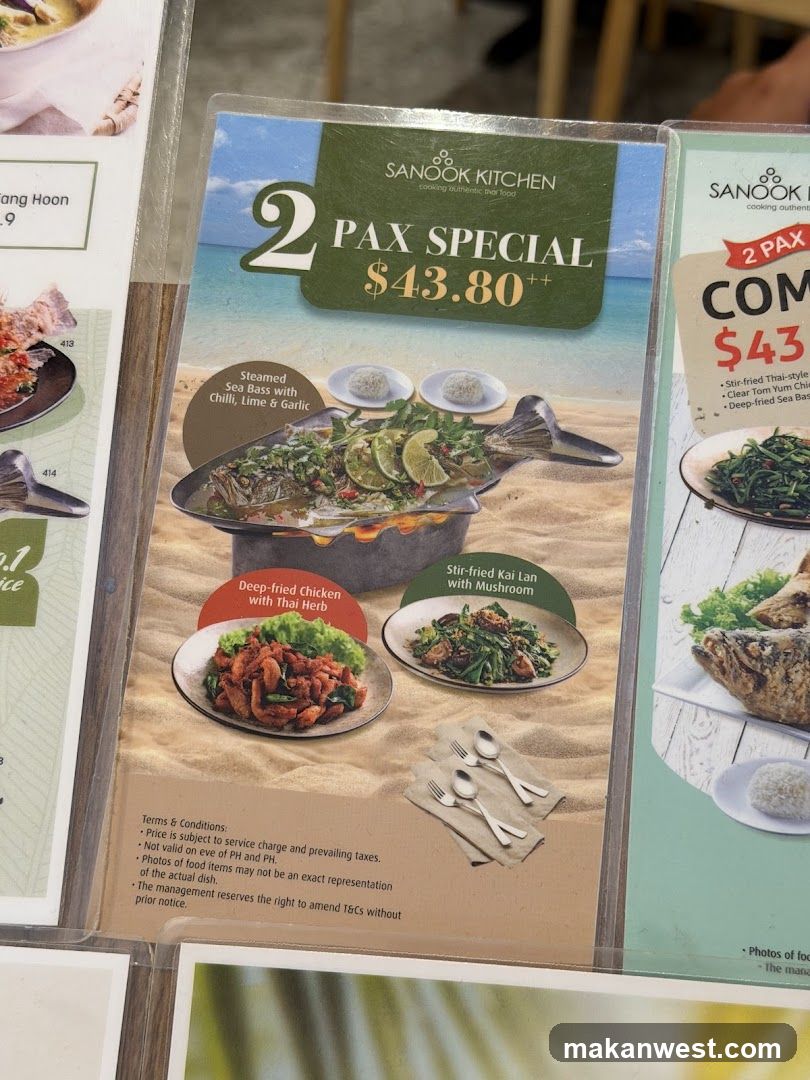Sanook Kitchen Menu Display