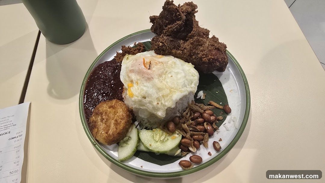 Nasi Lemak Plate with Fried Chicken and Side Dishes