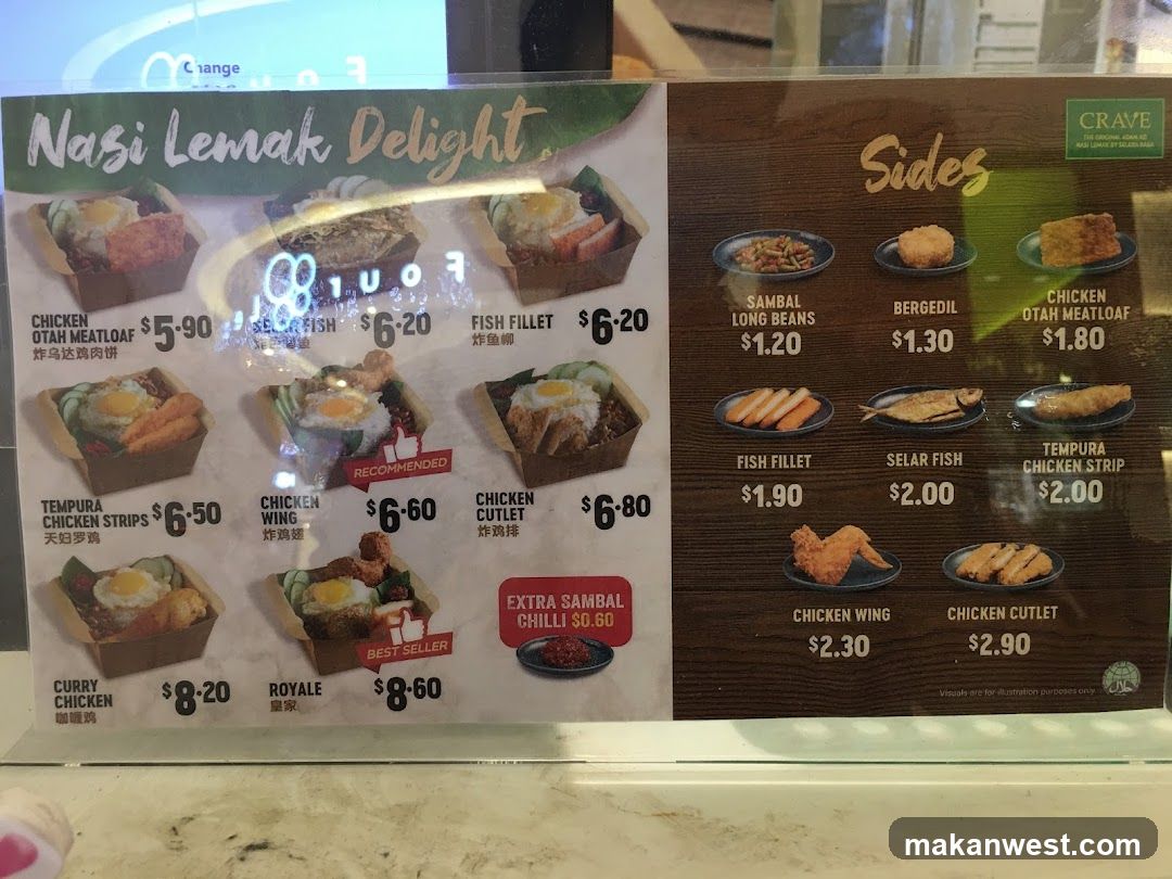 Nasi Lemak Delight & Sides Menu Board