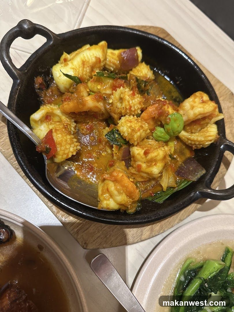 Seafood Curry Dish in Cast Iron Skillet