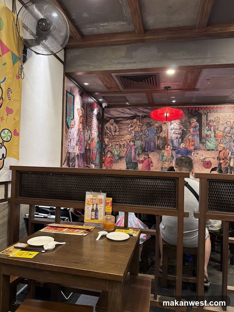 Restaurant Interior with Mural Wall Art