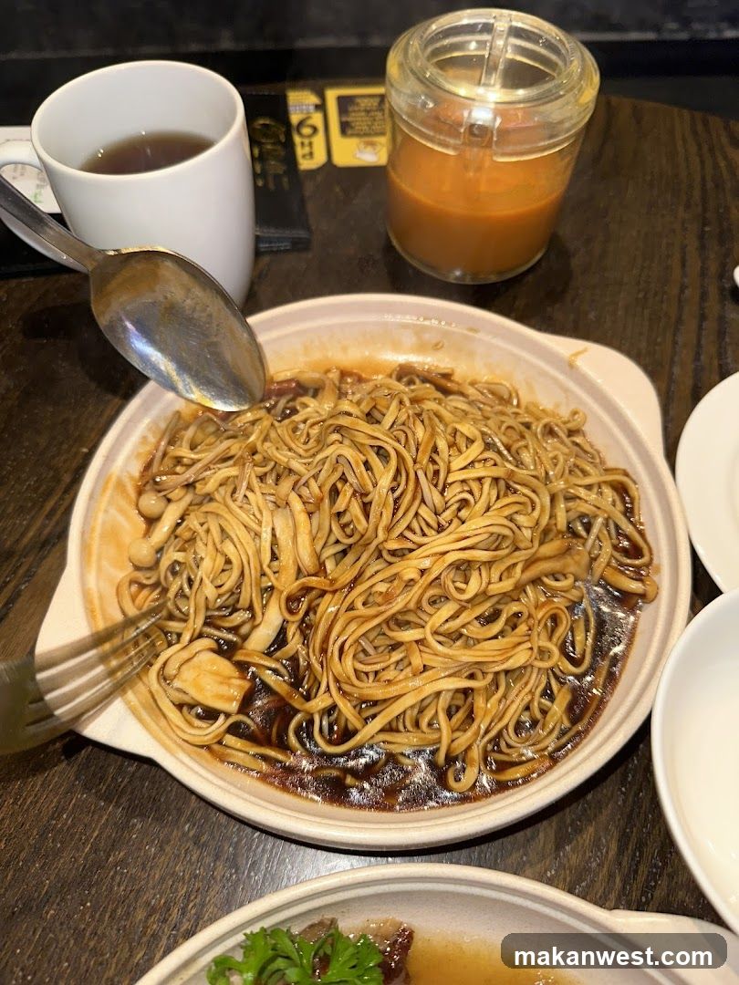 Noodle Dish with Sauce and Condiments