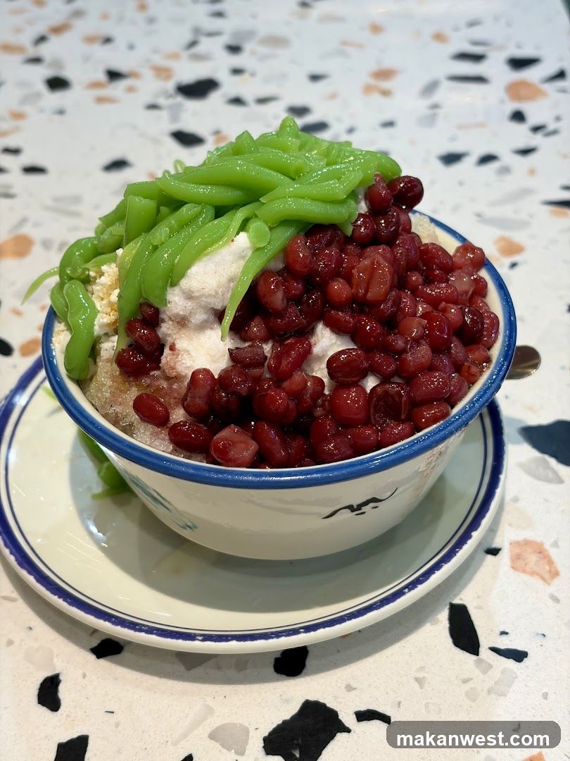 Bowl of Dessert with Red Beans and Green Jelly