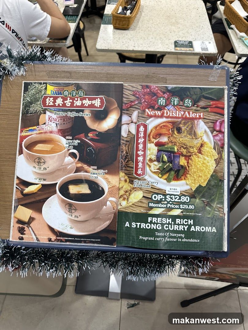 Nanyang Island Menu Display