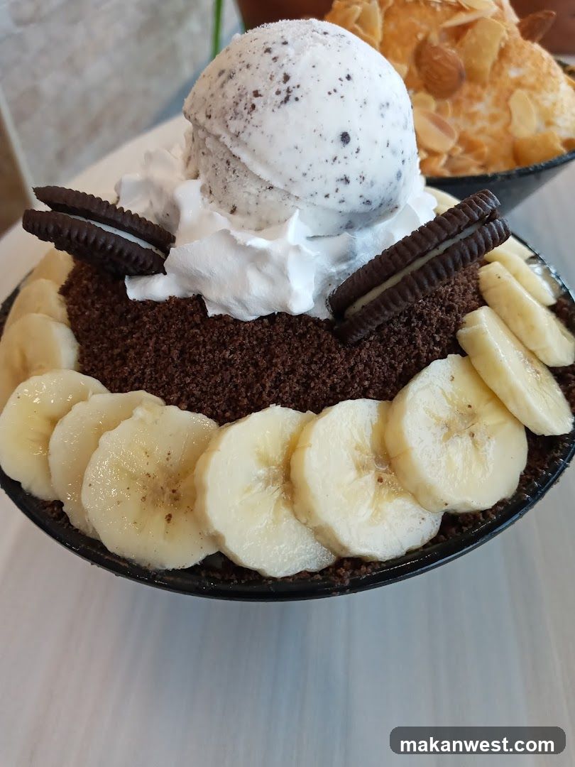 Chocolate Dessert Bowl with Ice Cream and Bananas
