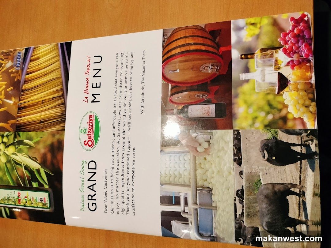 Sasiyana Grand Menu
