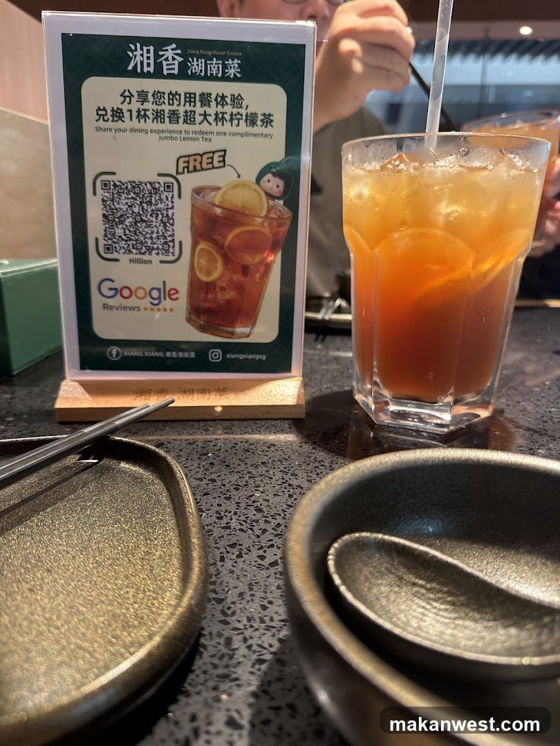 Dining Table with Drink and Sign