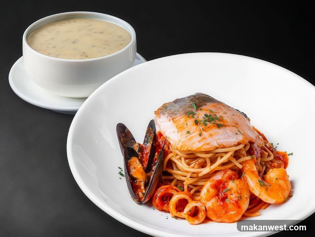 Seafood Pasta with Soup