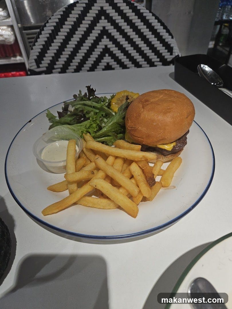 Burger Meal with Fries and Salad
