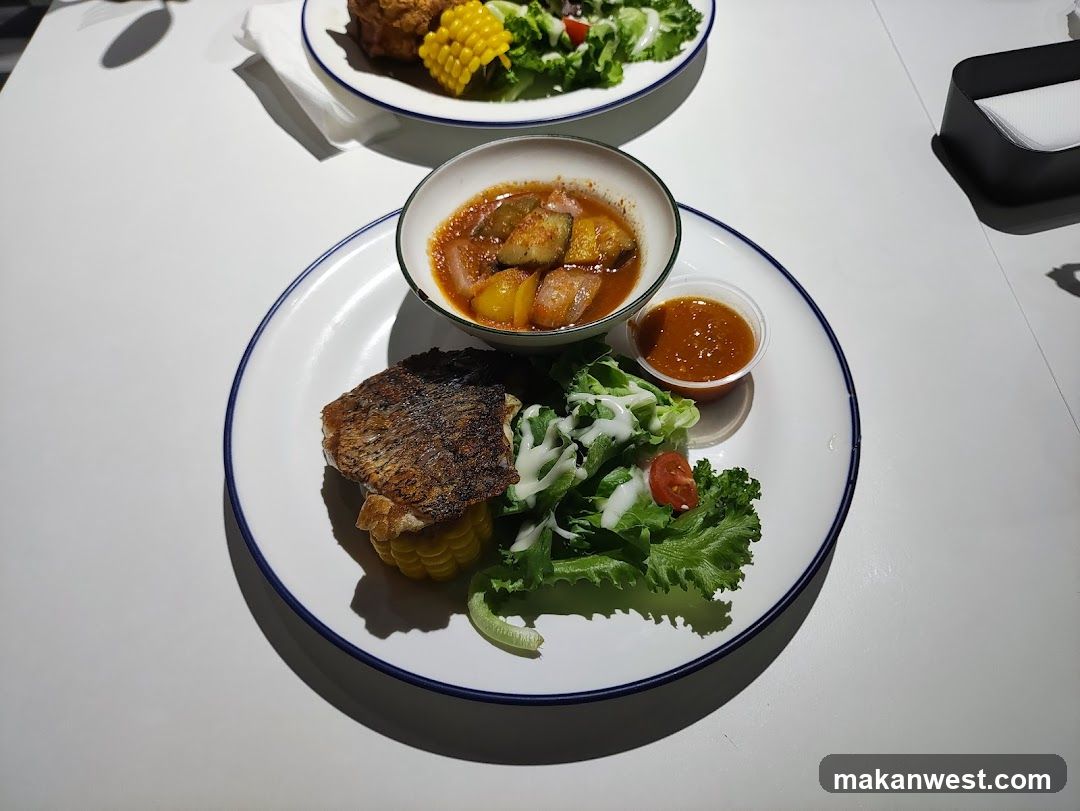 Dish with Curry and Salad