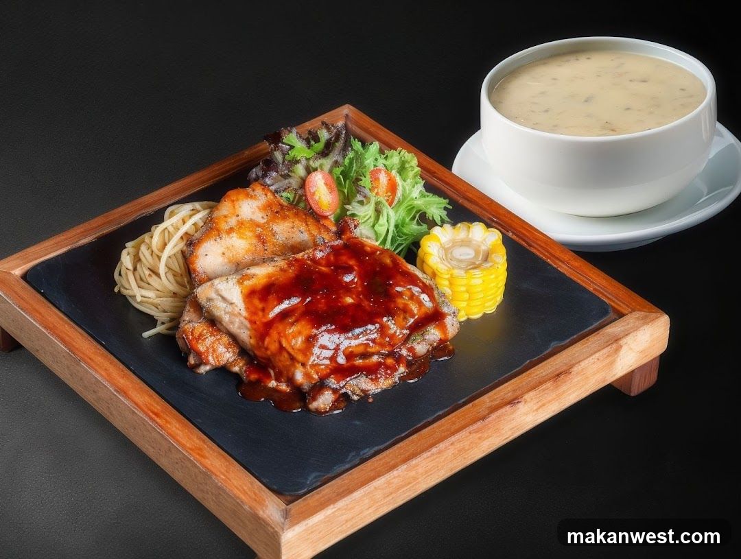 Grilled Chicken with Sauce and Side Dishes